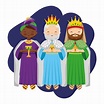 Dibujos animados de tres reyes magos. | Vector Premium