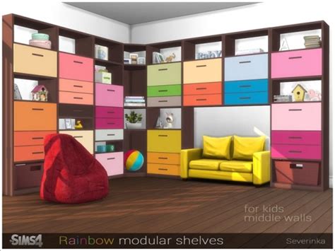 The Sims Resource Rainbow Modular Shelves By Severinka Sims 4 Downloads