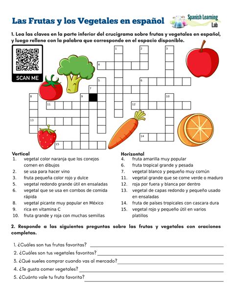 Crucigrama De Frutas Y Vegetales Resuelto Img Poppy