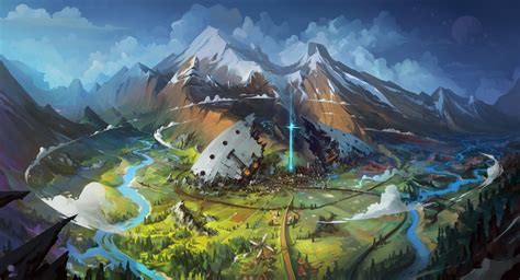 Download 2560x1600 Fantasy Landscape Mountain Snow Illustration