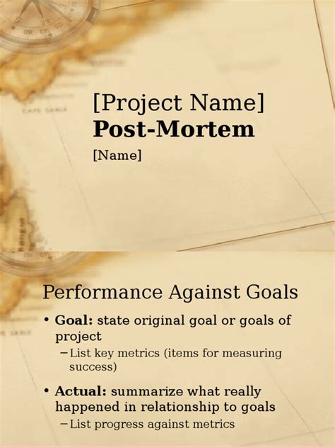 Project Post Mortem Presentation Project Management Marketing