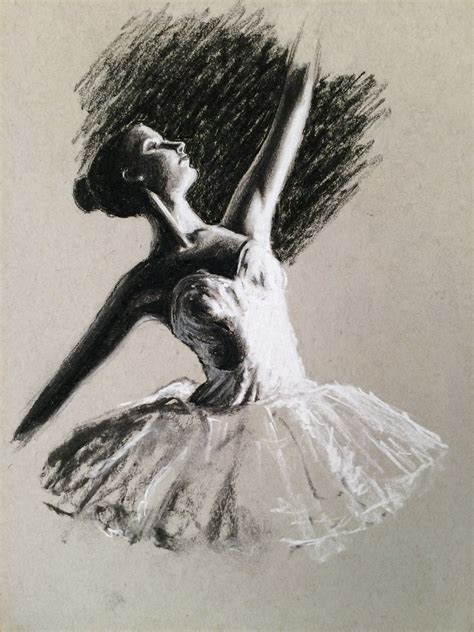 A Ballerina Study Completed With Black And White Charcoal Pencil For