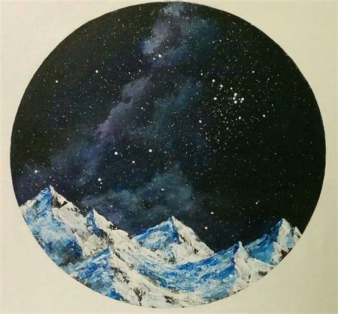 Starry Night With Bob Ross Mountains In Acrylic Happytrees