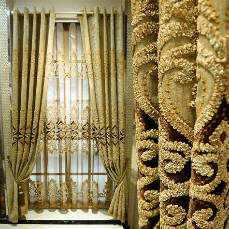 Custom Curtains Luxury European Style Velvet Embroidered Curtains