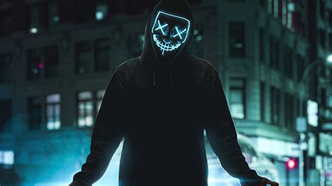 2560x1440 Neon Mask Guy Street 4k 1440p Resolution Hd 4k Wallpapers