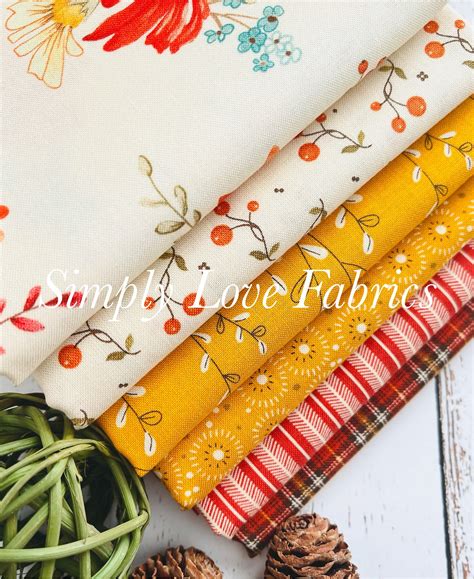 adel in autumn fat quarter bundle 6 fabrics by sandy gervais for riley blake designs