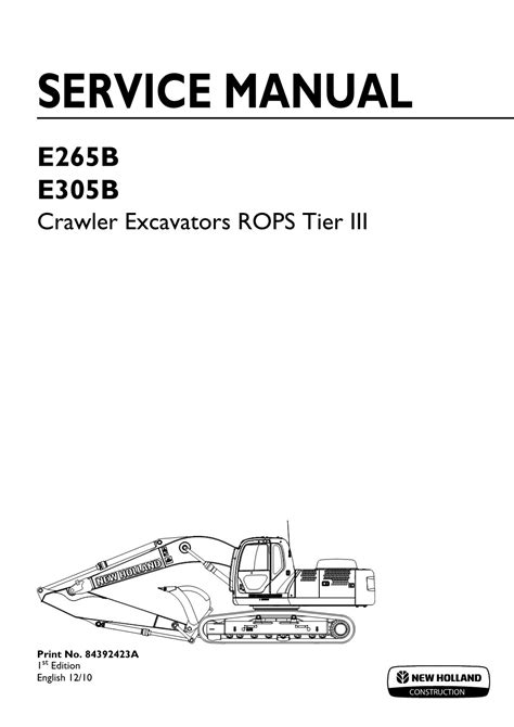 New Holland E265be305b Rops Tier Iii Crawler Excavator Service Repair