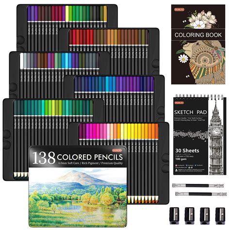 138 Colors Professional Colored Pencils Shuttle Art Soft Core Coloring