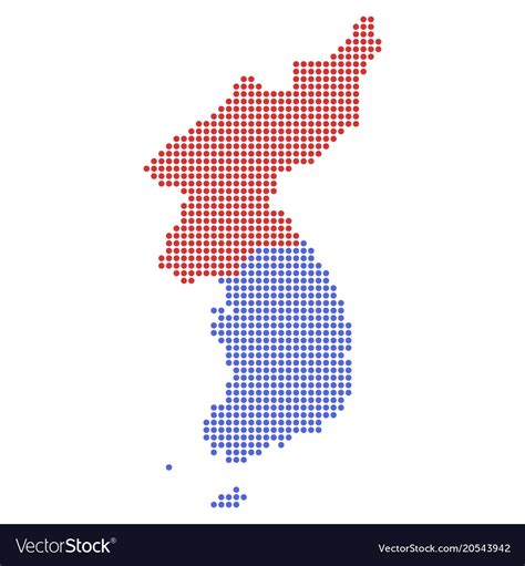 Perfect for page size illustrations showing an entire country for print or web use. Dotted pixel north and south korea map Royalty Free Vector