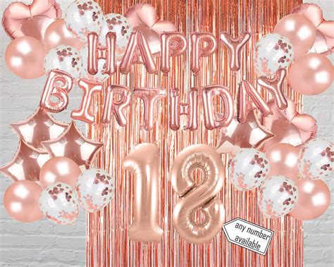 Happy 18th Birthday Rose Gold Balloon Banner Photo Booth Etsy