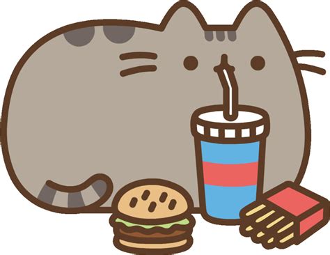 Pusheen Cat With Food Png