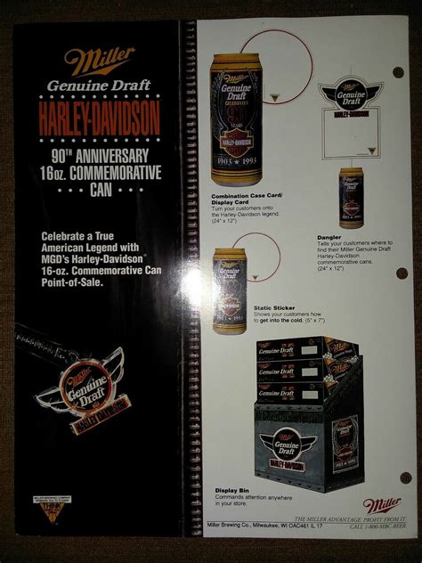 Harley Davidson Th Anniversary Miller Draft Commemorative Can Dealers