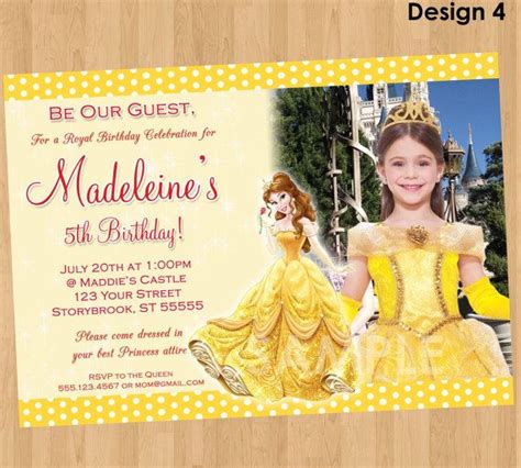 Princess Belle Invitation Beauty And The Beast Invitation Party
