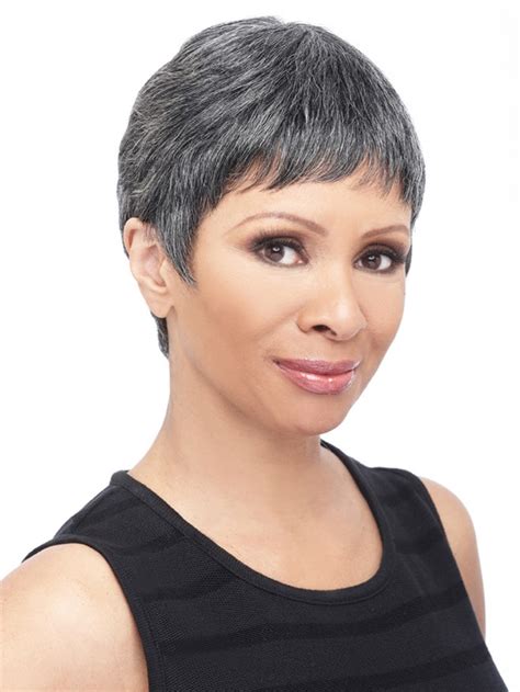 Old Womens Short Pixie Grey Hairstyle Synthetic Wigs
