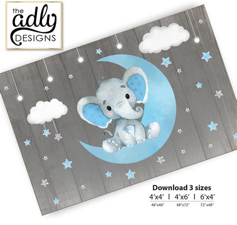 Moon Elephant Backdrop For Baby Shower Candy Table Birthday Partybaby