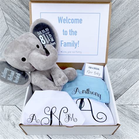 Check spelling or type a new query. Newborn Baby Gift Box - Personalized Elephant, Onesie, Bib ...