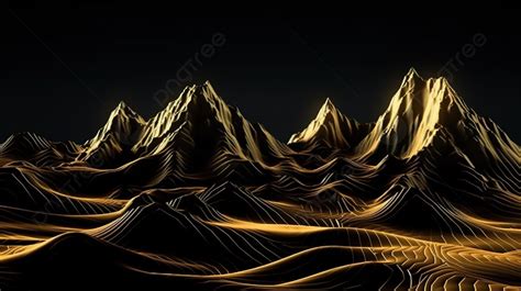 Digital Animated Image Of Gold Mountains Background 3d Illustration