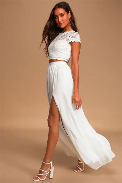 Sweet Stunner White Lace Two Piece Maxi Dress In 2022 Lace White