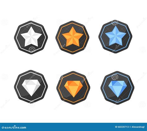 Set Of Awards Icons Stars And Diamonds Silver Platinum Gold Stock