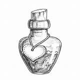 Potion Bubbled Flasche Elixir Sughero Cappuccio Herzklopfen Monocromatico Velina Liebes Trank Weiãÿem Liebestrank Bouteille Etichetta Vuota Pozione sketch template
