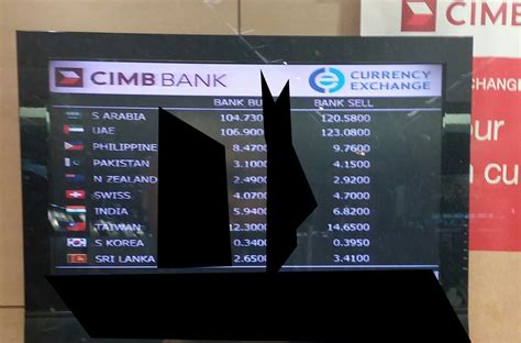 Exchange rates constantly change throughout the day and can change at the time of closing a trade. CIMB BANK MONEY CHANGER KLIA BRANCH CURRENCY EXCHANGE RATE ...