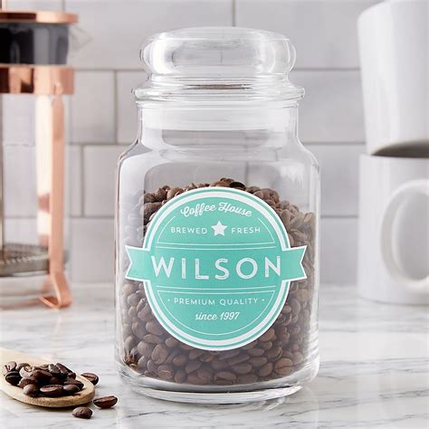 Coffee House Personalized Glass Storage Jar Bed Bath And Beyond In 2021 Glass Storage Jars