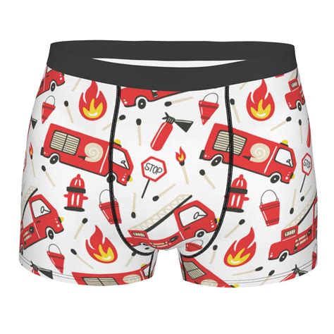 Bingfone Fire Truck Mens Underwear Casual Stretch Boxer Briefs Large