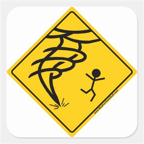 Tornado Warning Sign Square Sticker Uk