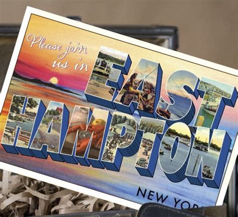 Vintage Large Letter Postcard Save The Date East Hampton Ny