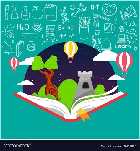 Education Open Book Knowledge Icons Background Vec