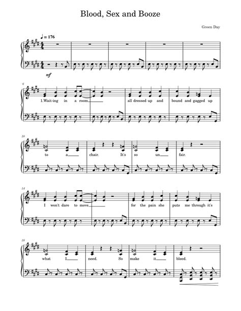 Blood Sex And Booze Green Day Sheet Music For Piano Download Free In
