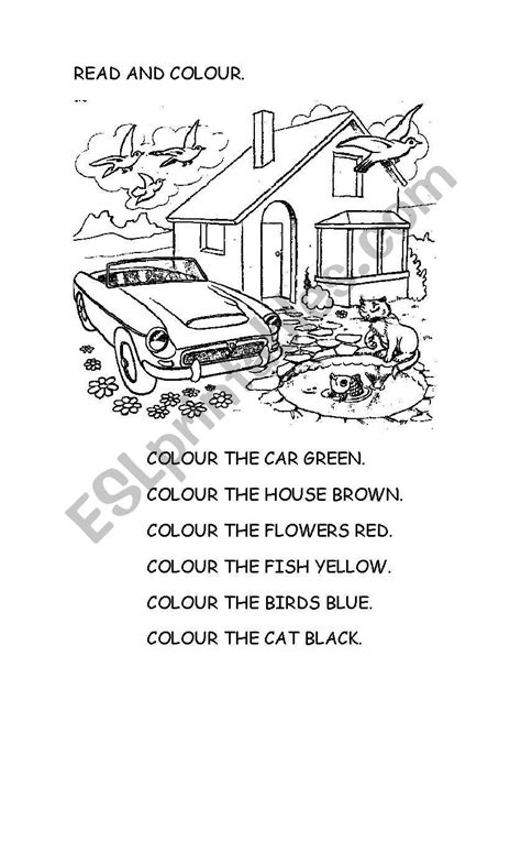 Read And Colour Esl Worksheet By Marceliasesl