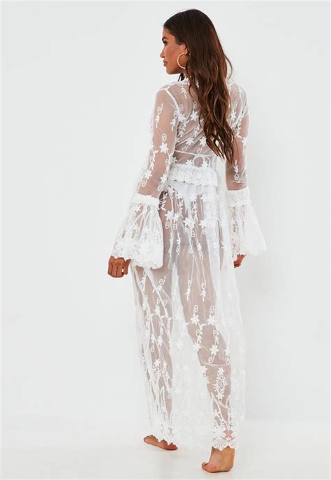 Premium White Lace Layered Maxi Beach Kimono Missguided In 2020