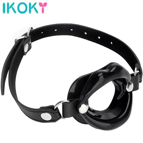 Ikoky Sex Toys For Couples Sm Bondage Open Mouth Gag O Ring Oral Fixation Rubber Lips Adult