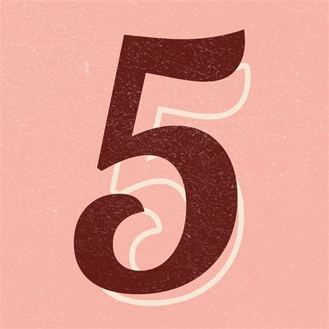 Number Icons Number 5 Typography Fonts Lettering 1 Image Maroon