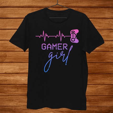 Gamer Girl Cute Heartbeat Gamer For Girl Video Game Lovers Shirt Teeuni