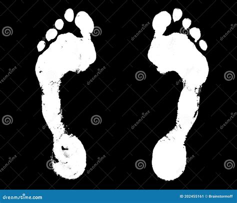 White Human Footprint Black Background Isolated Closeup Barefoot