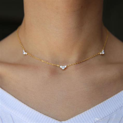 Jewels box gold, diamonds & silver provides the customized design gold chains. Wholesale Cz Station Collarbone Choker Chain Necklace Simple Women Girl Necklaces Designs Simple ...
