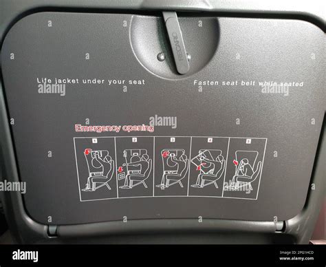 Instructions For Opening Emergency Doors On Tray Table Of Emergency