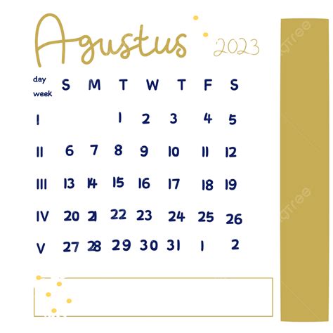 Gambar Kalender Agustus 2023 Kalender 2023 Agustus 2023 Kalender Baru Png Transparan Clipart
