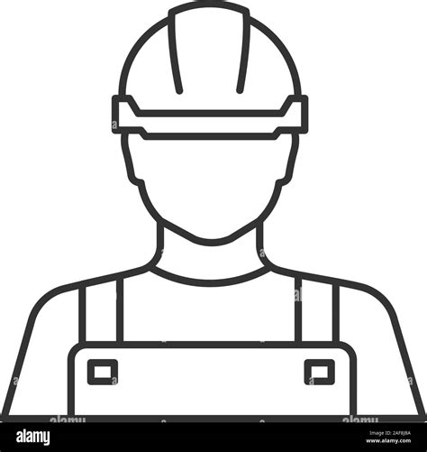 Builder Linear Icon Construction Worker Thin Line Illustration
