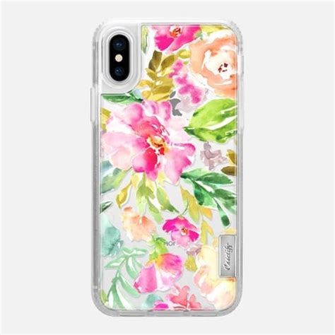Casetify Iphone X Classic Grip Case Pink Tropicals Watercolor Floral