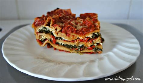 Spinach And Roasted Red Pepper Lasagna ~ Dianes Vintage Zest