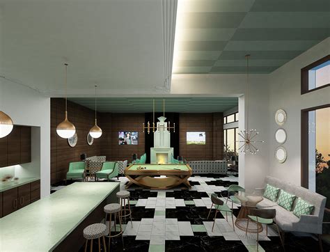 Alexan Midtown Clubhouse Interior Modern Art Deco B2 Architecture