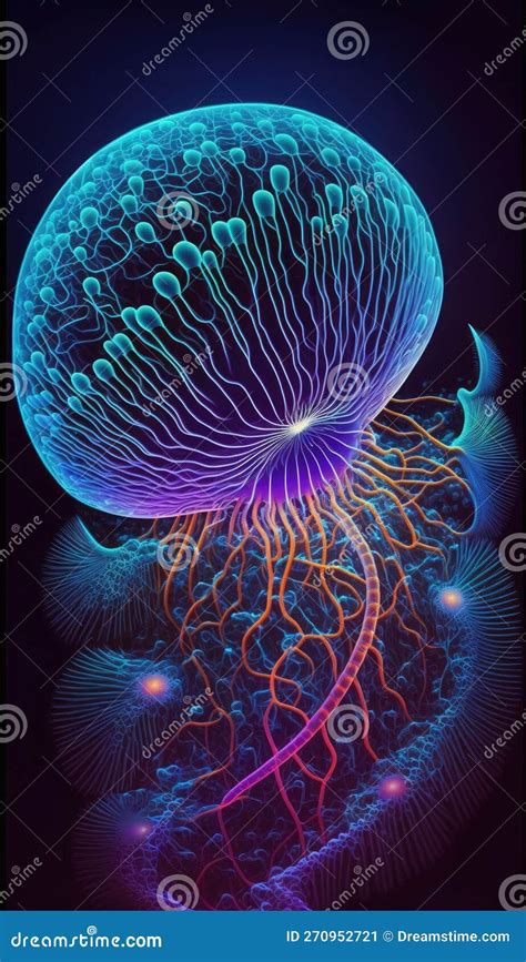 Luminescent Jellyfish Underwater Ai Generative Stock Illustration