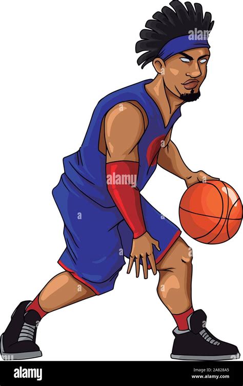 Basketball Player Dribbling Illustration Vector On White Background
