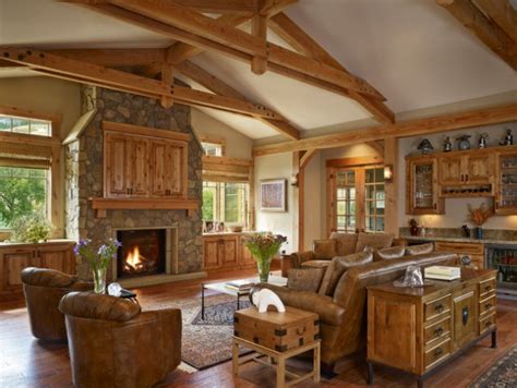 19 Stunning Rustic Living Rooms With Charming Stone Fireplace