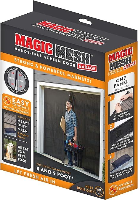 Magic Mesh Garage Hands Free Magnetic Screen Door Fits Single Garage