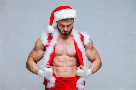 Christmas Sexy Santa Claus Young Containing Muscular Athlete And