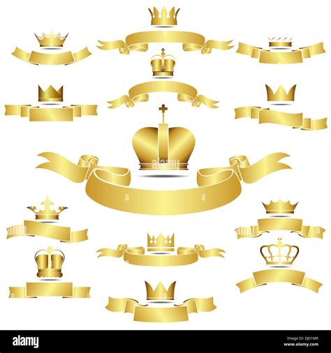 12 Gold Crown Iconos Conjunto Aislado Sobre Fondo Blanco Fotografía De